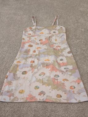 NWT Urban Outfitters Abstract Floral Print Satin Multicolor Dress Medium